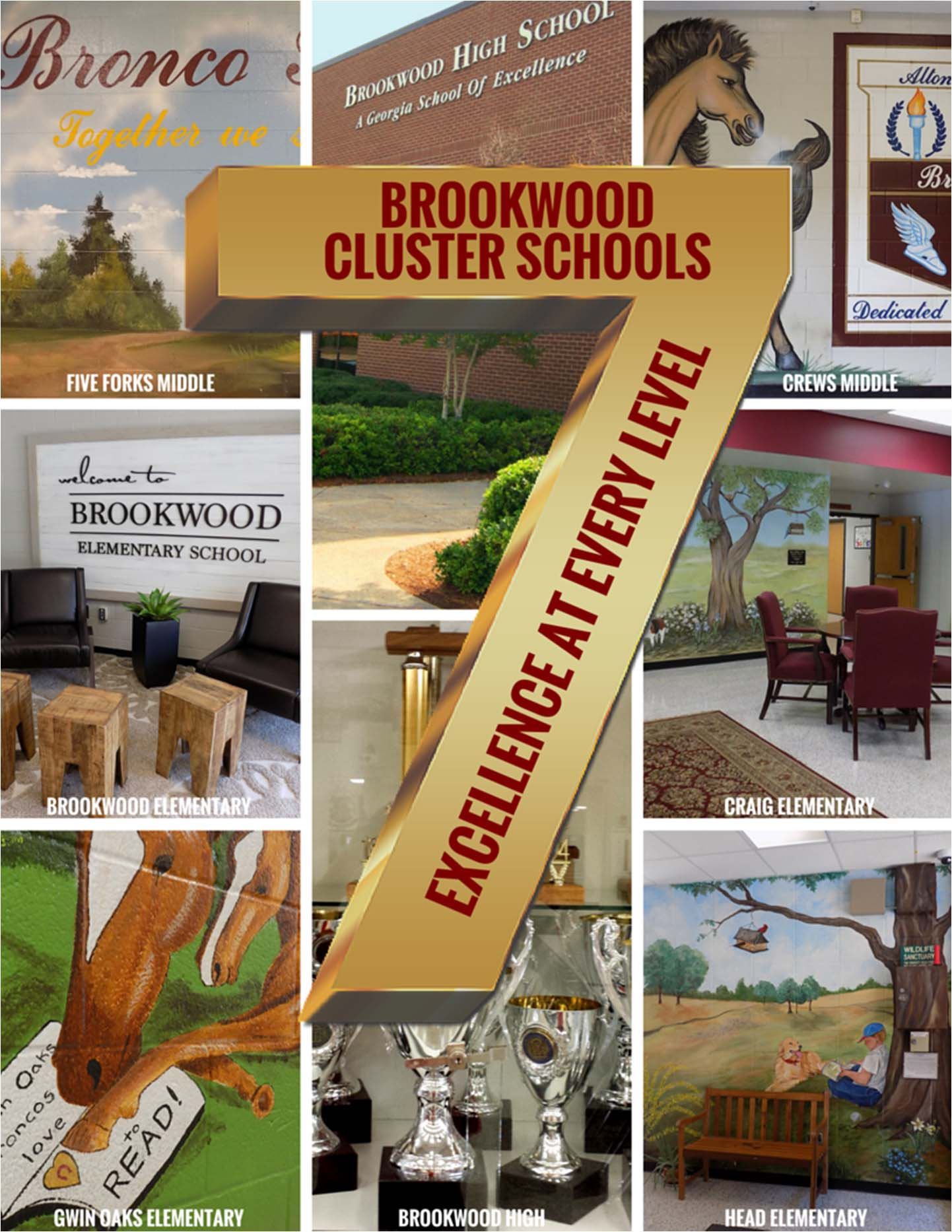 Collage of 7 schools in Brookwood cluster